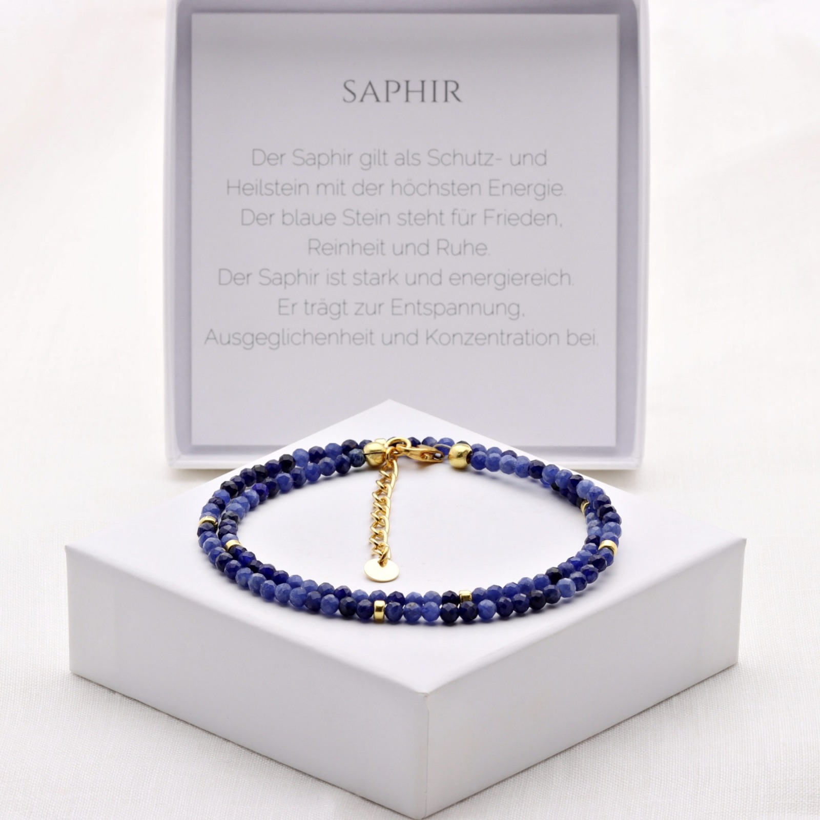 Filigrane Halskette für Damen aus echtem Saphir Silber Gold oder Rosègold plattiert 3