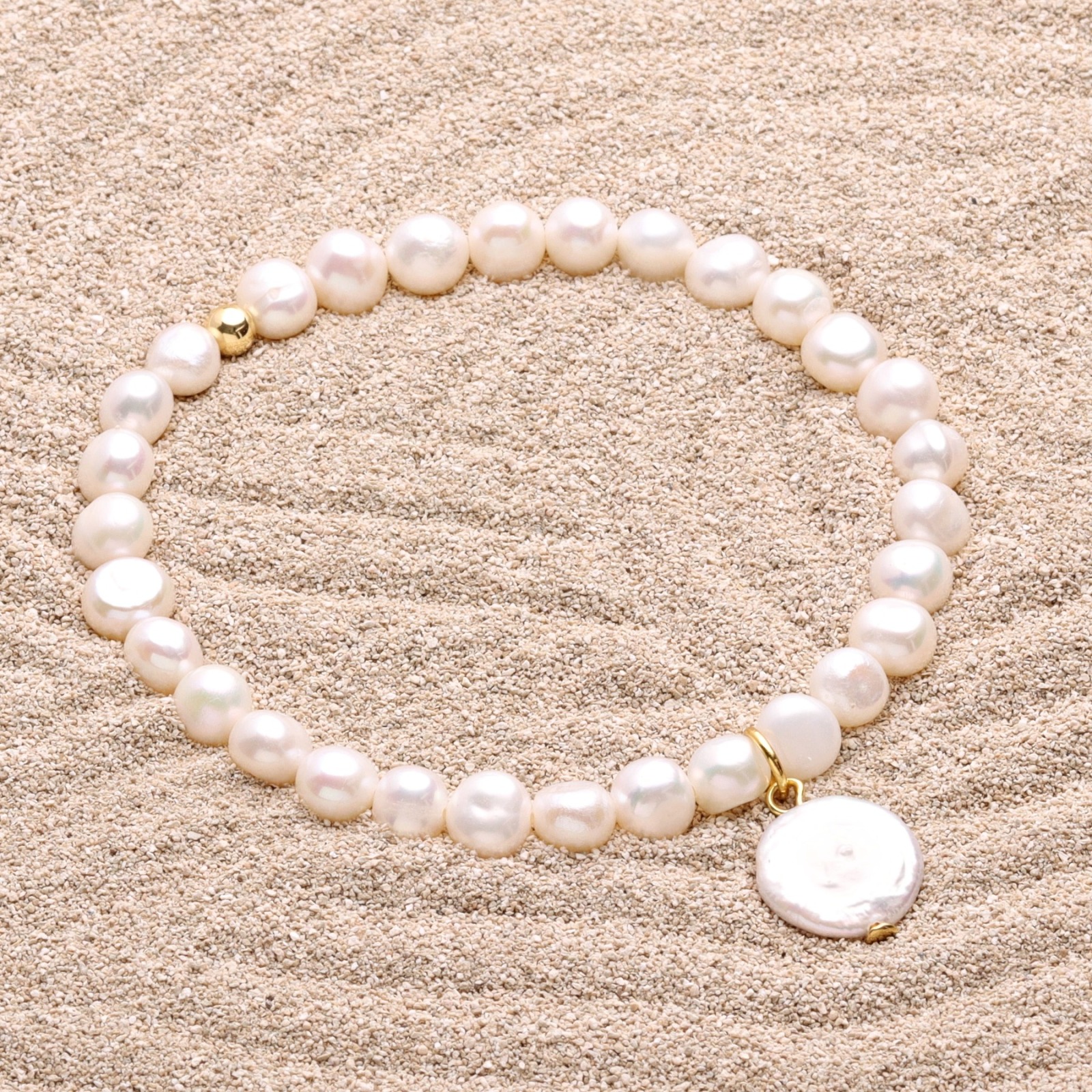 Armband aus echten Perlen mit Coin-Perle