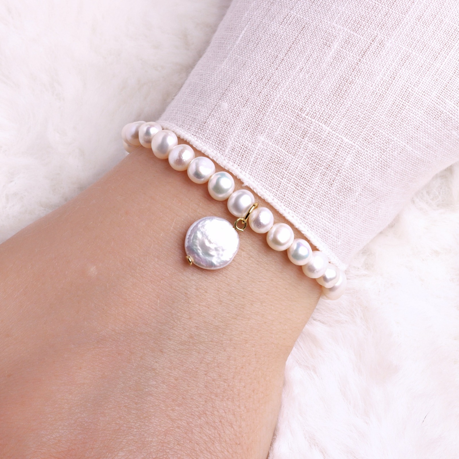 Armband aus echten Perlen mit Coin-Perle 2