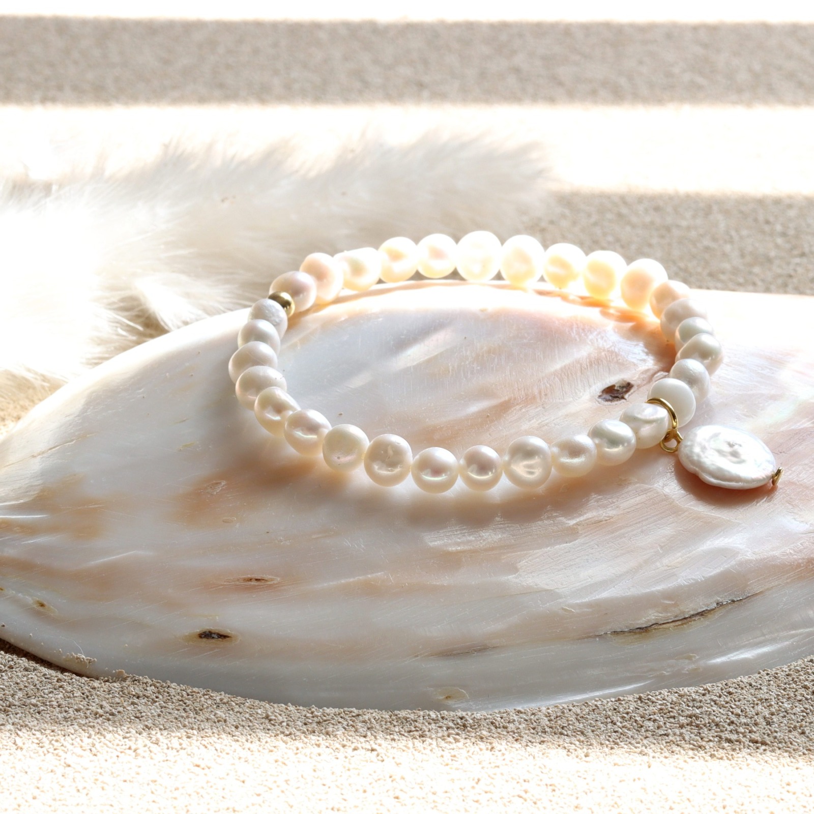 Armband aus echten Perlen mit Coin-Perle 6