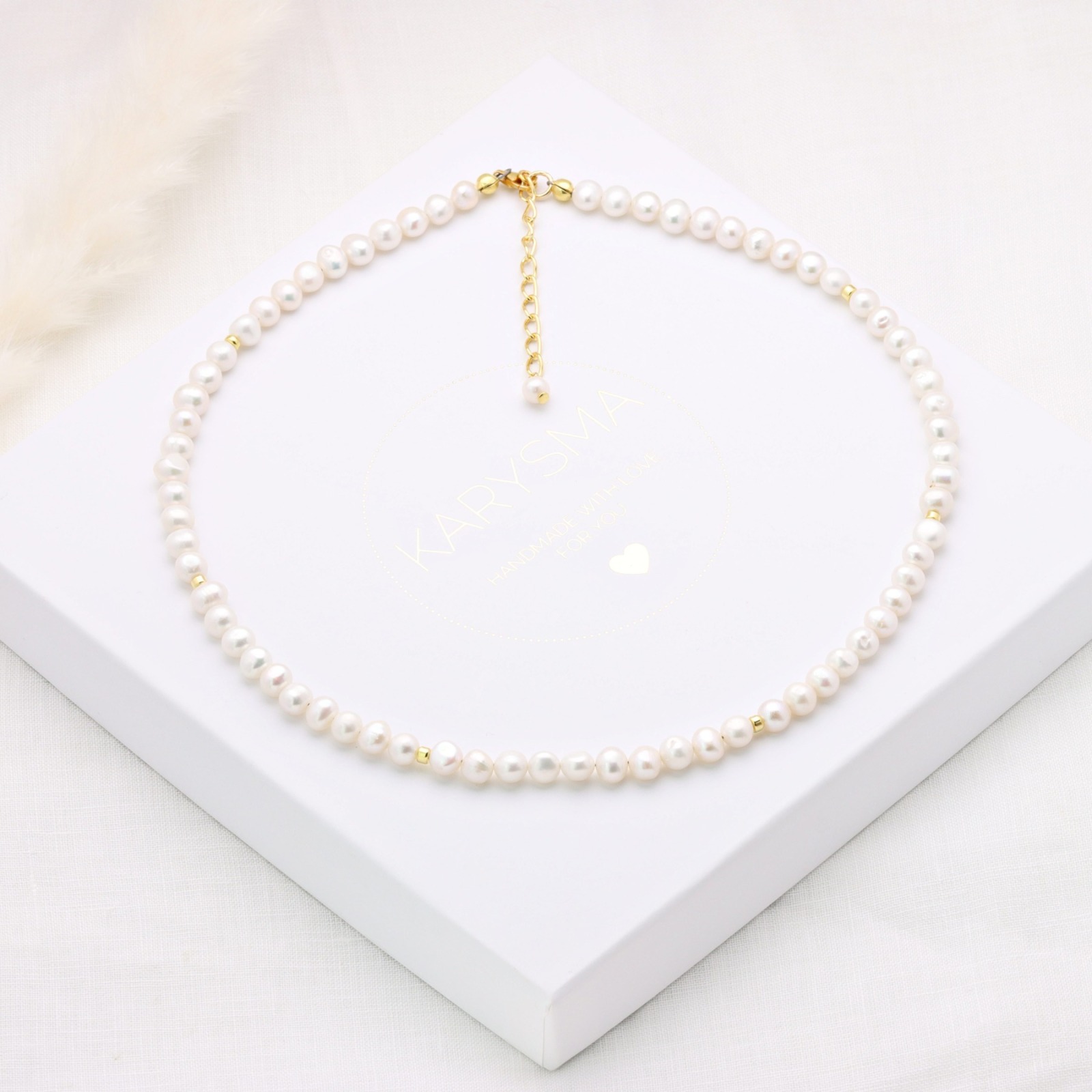Perlenkette Choker-Kette aus echten Süßwasser-Perlen Perlenlayering 7