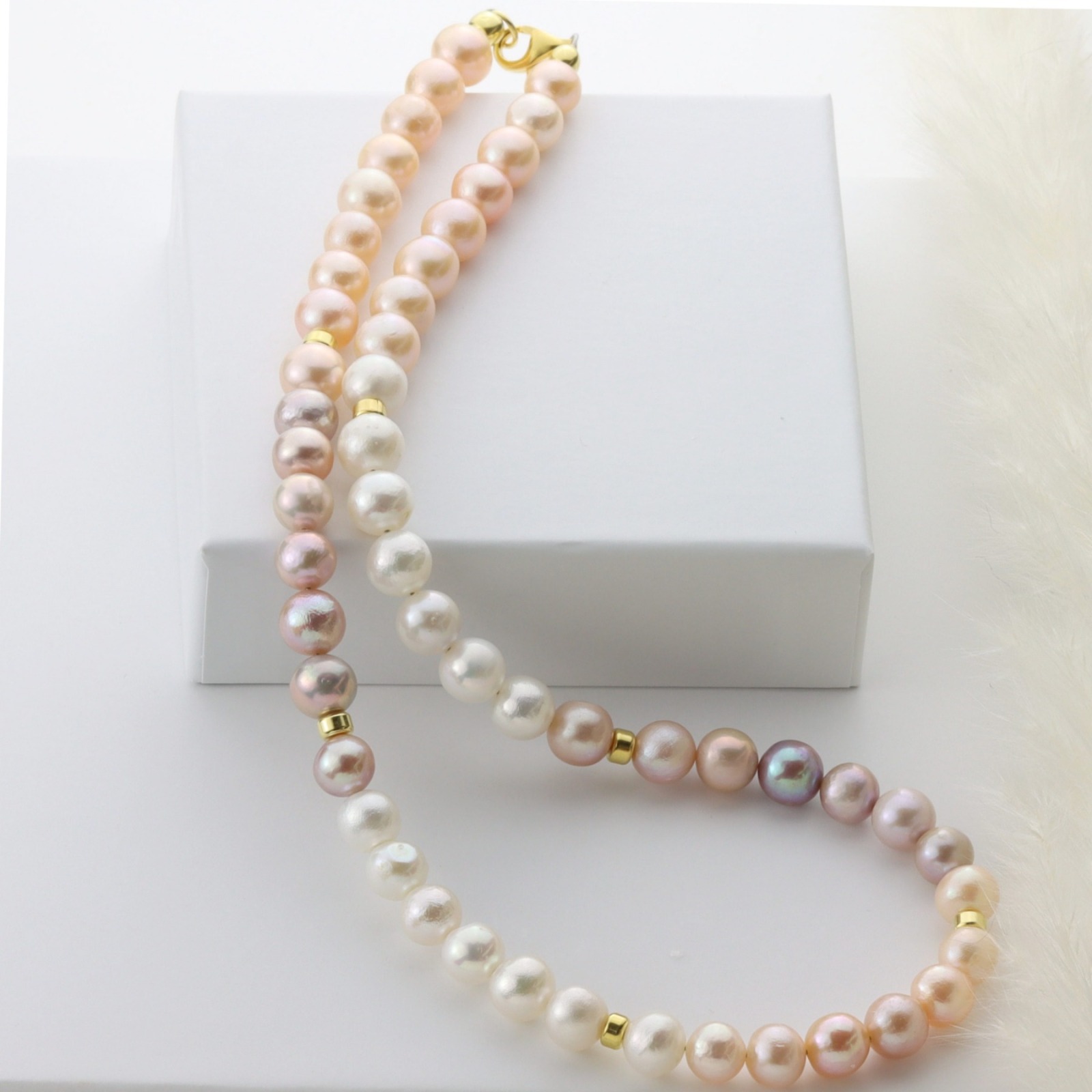 Perlencollier aus echten Zuchtperlen Qualität AAA mit Farbverlauf 5