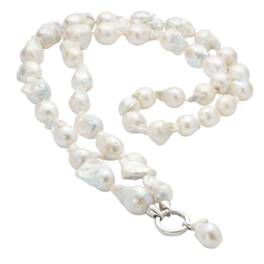 Lange Perlenkette aus echten Süßwasser-Perlen in rosè und weiß 5