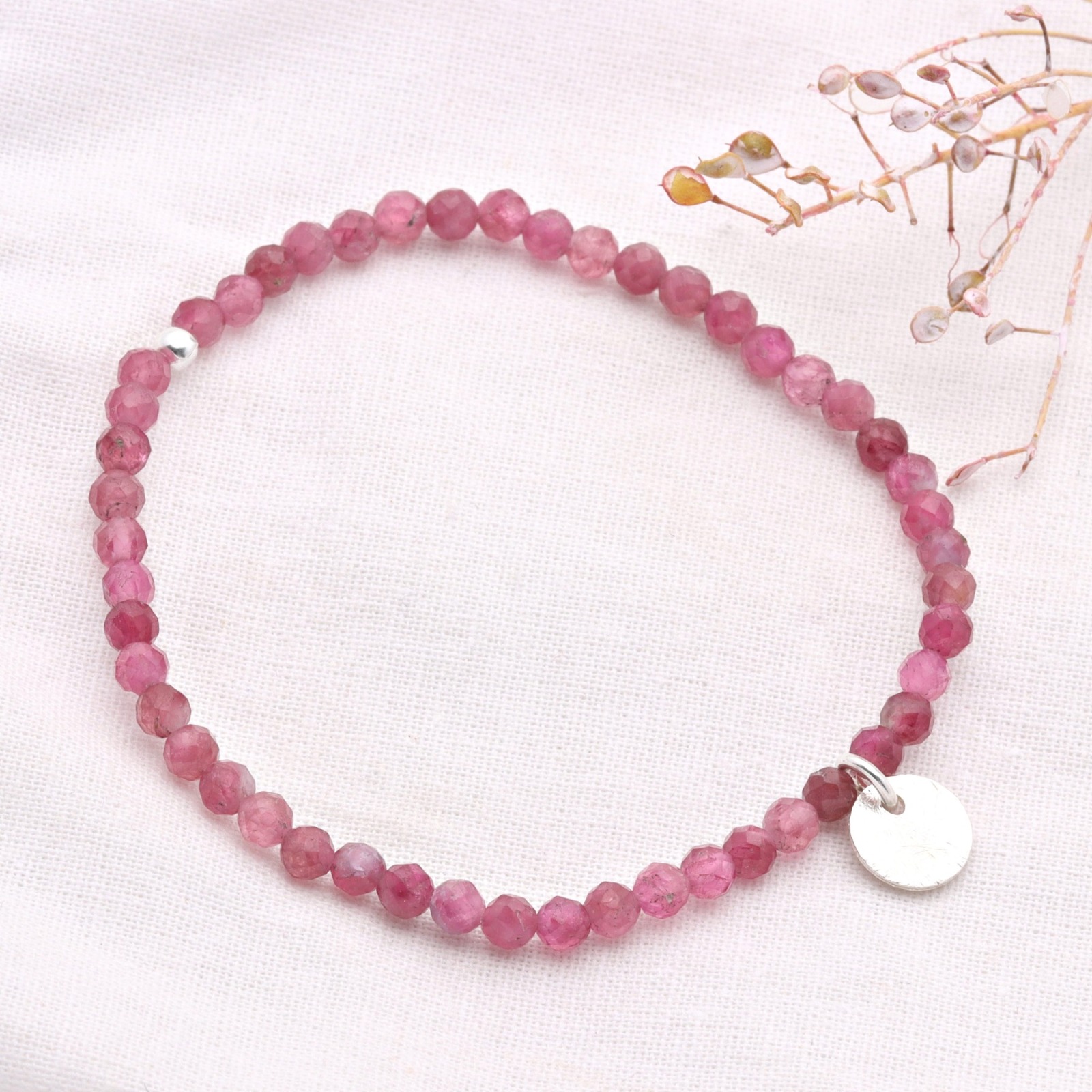 Armband aus echtem Pink Turmalin mit Anhänger Plättchen perfektes Geschenk für Frauen 4