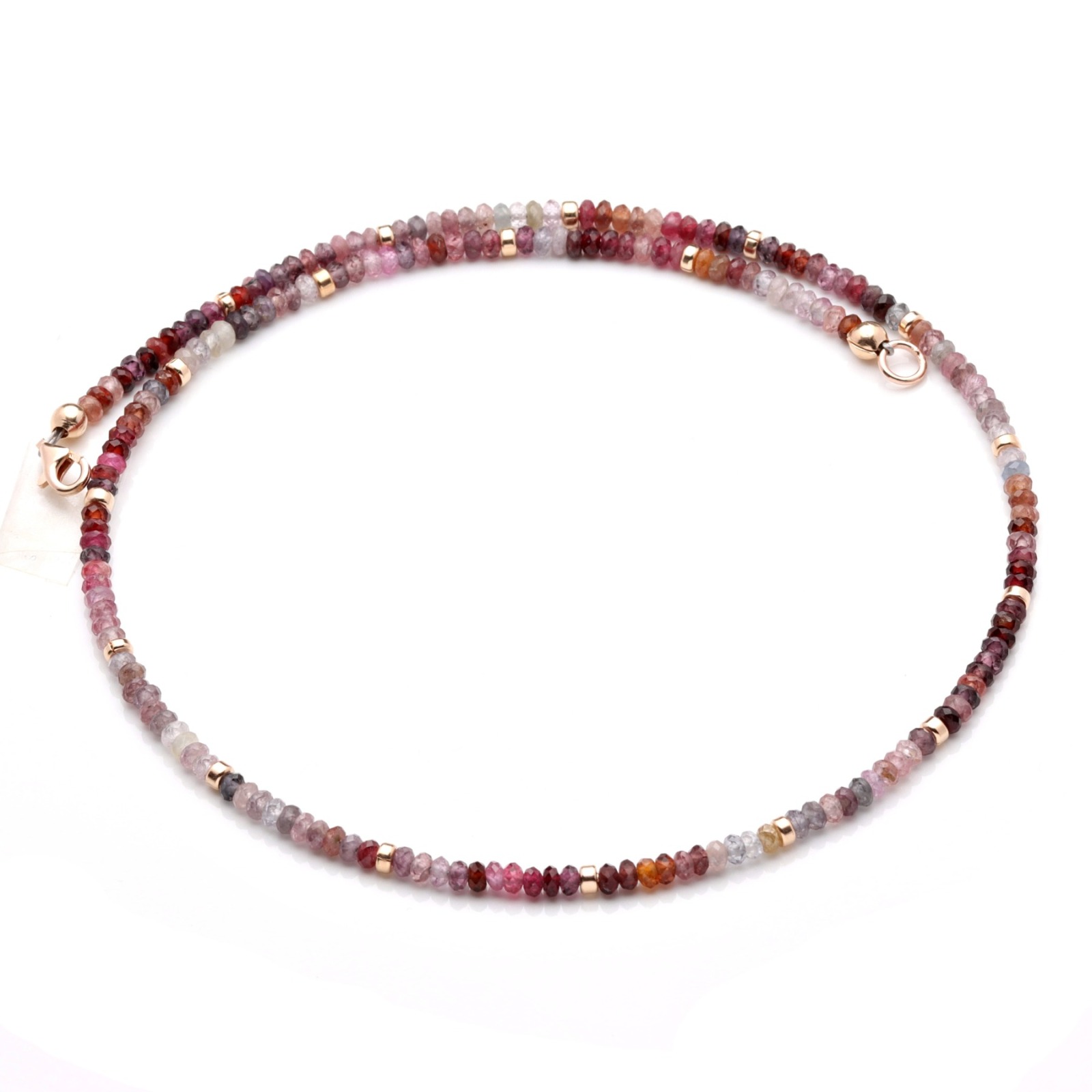 Filigrane Halskette für Damen aus Spinell Multi Color 3 mm facettiert 6