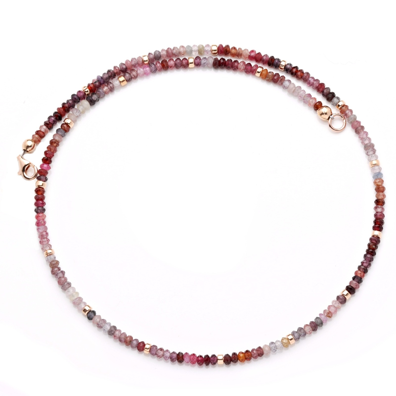 Filigrane Halskette für Damen aus Spinell Multi Color 3 mm facettiert 2
