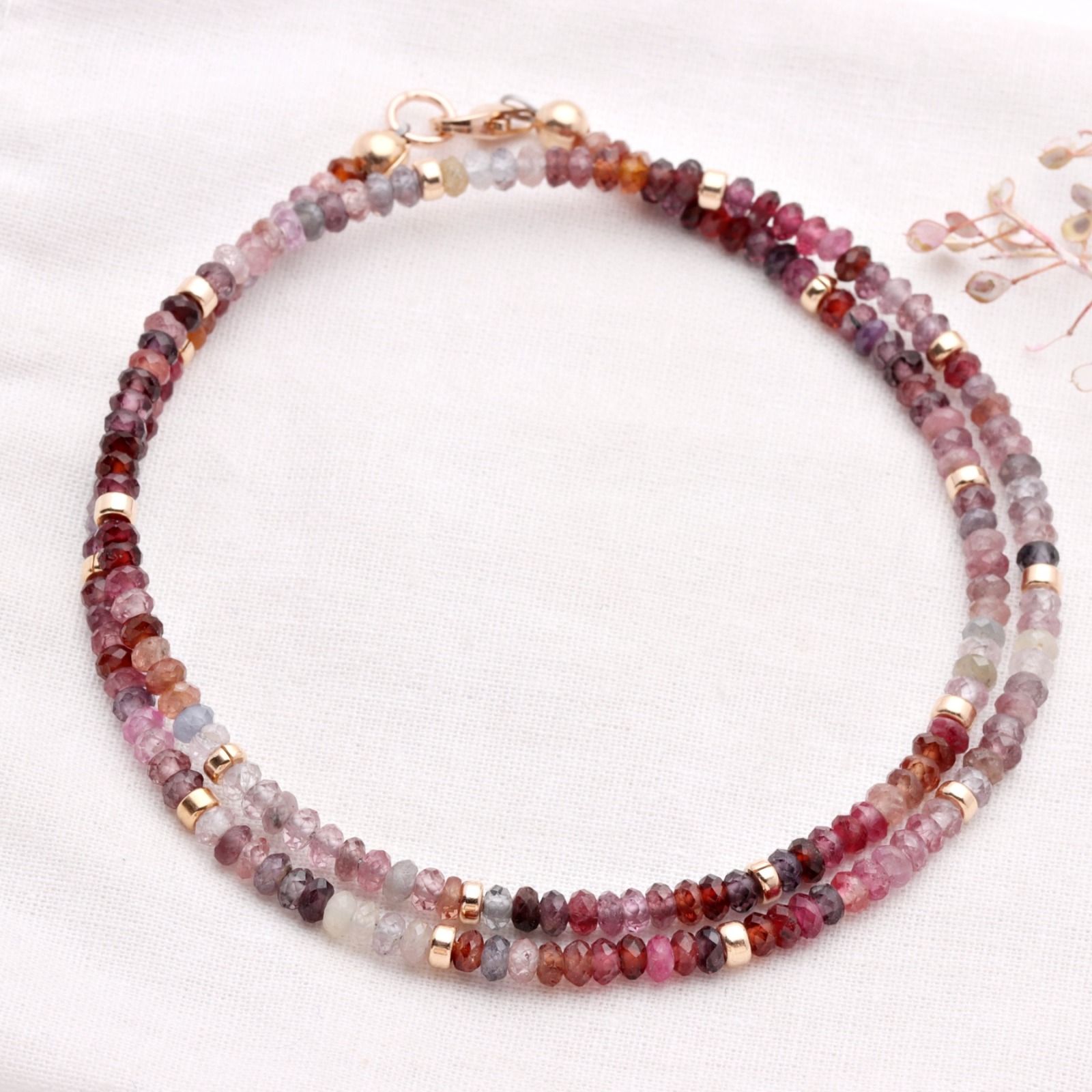 Filigrane Halskette für Damen aus Spinell Multi Color 3 mm facettiert
