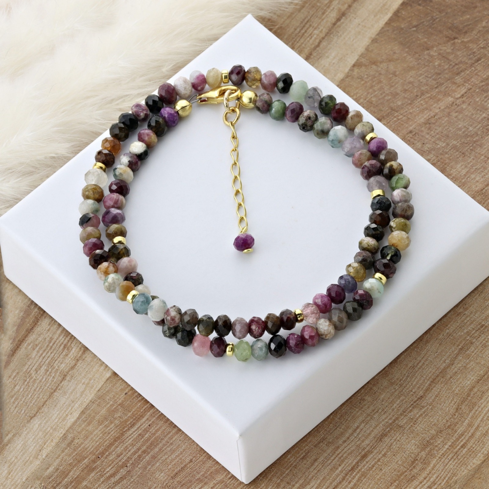Filigrane Halskette für Damen aus Turmalin Multi Color 4