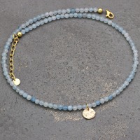 Feine Edelstein-Halskette Damen aus echtem Aquamarin mit Anhänger Plättchen, schönes Geschenk 4