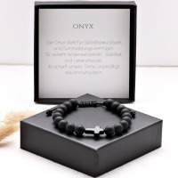 Armband Herren schwarz aus Onyx 8 mm mit Kreuz, perfekte Geschenk zur Konfirmation 4