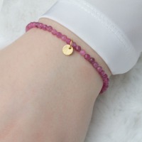 Armband aus echtem Pink Turmalin mit Anhänger Plättchen, perfektes Geschenk für Frauen