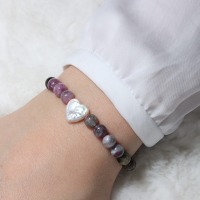 Armband aus Turmalin multicolor mit Perlenherz