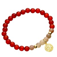 Armband aus Karneol und Mondstein mit Mandala
