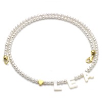 Zarte personalisierte Namens-Halskette echte Perlmutt Buchstaben, Perlenkette aus Muschelkernperlen,