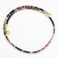 Filigrane Halskette für Damen aus Turmalin, Multi Color, 3 mm facettiert 5