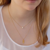 Damen Kette Silber oder Gold plattiert, mit einer echten Perle Klasse AA+, filigran, schönes