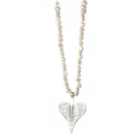 Lange Perlenkette aus echten Süßwasser-Perlen mit einem Herz aus Silber, schönes Geschenk 8