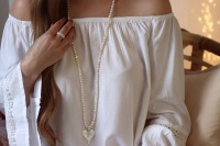 Lange Perlenkette aus echten Süßwasser-Perlen mit einem Herz aus Silber, schönes Geschenk