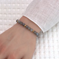 Echtes Mondstein Armband Damen, grau, elastisch, 925 Silber oder vergoldet, perfekte Geschenk-Idee
