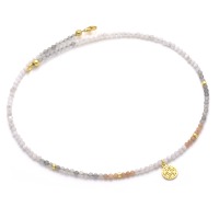 Filigrane Mondstein-Kette für Damen, Silber, Gold oder Rosègold plattiert, Anhänger Lebensblume 6