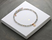 Graue Mondstein-Kette für Damen, Anhänger Lebensblume Silber rosè vergoldet, schönes Geschenk