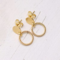 Kleine Ohrstecker Plättchen und offener Kreis, 925er Silber vergoldet, minimalistische runde