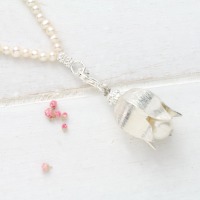 Lange Perlenkette mit Anhänger Blüte aus 725er Silber, schönes Geschenk für Frauen 7