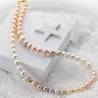 Perlencollier aus echten Zuchtperlen Qualität AAA mit Farbverlauf 7