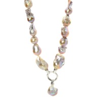 Lange Perlenkette aus echten Süßwasser-Perlen in rosè und weiß