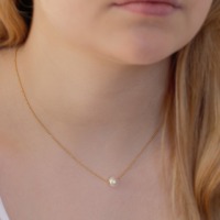 Damen Kette Silber oder Gold plattiert, mit einer echten Perle Klasse AA+, filigran, schönes Gesche