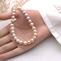 Perlencollier aus echten Zuchtperlen Qualität AAA mit Farbverlauf