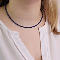 Filigrane Halskette für Damen aus echtem Saphir, Silber, Gold oder Rosègold plattiert