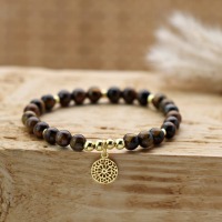 Armband Tigerauge mit Mandala, 725er Silber oder vergoldet, perfektes Geschenk für Frauen 2
