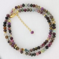 Filigrane Halskette für Damen aus Turmalin, Multi Color 5