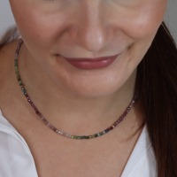 Filigrane Halskette für Damen aus Turmalin, Multi Color, 3 mm facettiert 8