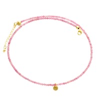 Feine Edelstein-Halskette Damen aus echtem Pink Turmalin mit Anhänger Plättchen, schönes Geschenk