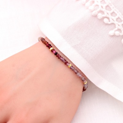 Filigranes Armband aus Spinell , Silber , Gold- oder Rosègold plattiert - Armband Spinell filigran