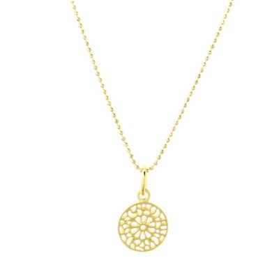 Damen Kette Silber oder Gold plattiert Anhänger Mandala filigran schönes Geschenk - Kette mit kleinem Mandala