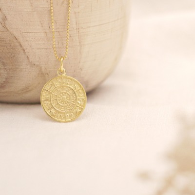 Filigrane Kette mit Zodiak-Amulett, 925er Sterling Silber oder Gold plattiert - Alle Sternzeichen,