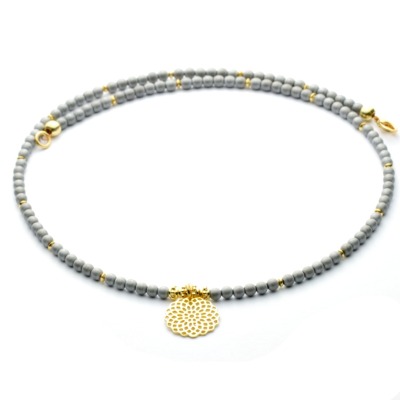 Filigrane Halskette für Damen aus Hämatit, Anhänger Mandala 925-er Silber oder vergoldet -