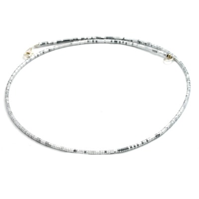 Filigrane Halskette für Damen aus Hämatit, 925-er Silber - Filigrane Hämatit Kette, silber