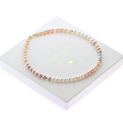 Perlencollier aus echten Zuchtperlen Qualität AAA mit Farbverlauf - Perlencollier Perlengröße 8-9 mm Farbverlauf