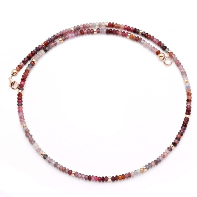 Filigrane Halskette für Damen aus Spinell, Multi Color, 3 mm facettiert - Filigrane Spinell-Kette,