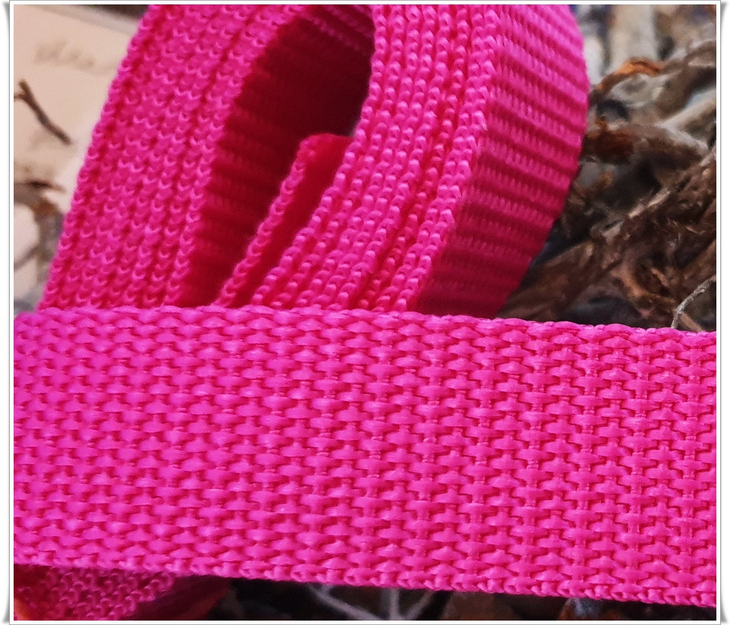 Reststück 3 m Gurtband aus PP 080 EUR/m - 50 mm breit - 14 mm stark - pink