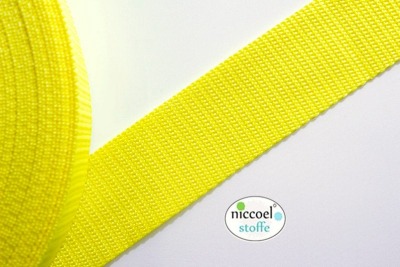 Reststück 3 m Gurtband aus PP 080 EUR/m - 40 mm breit - 14 mm stark - zitronengelb - Auch in anderen Farben erhältlich