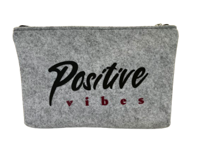 grau melierte Filztasche positive vibes - Mindset für den Alltag