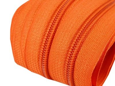 Spirale Reißverschluss 5 mm Meterware orange 2m mit 5 Zipper
