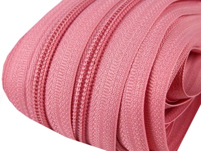 Spirale Reißverschluss 5 mm Meterware rosa 2m mit 5 Zipper
