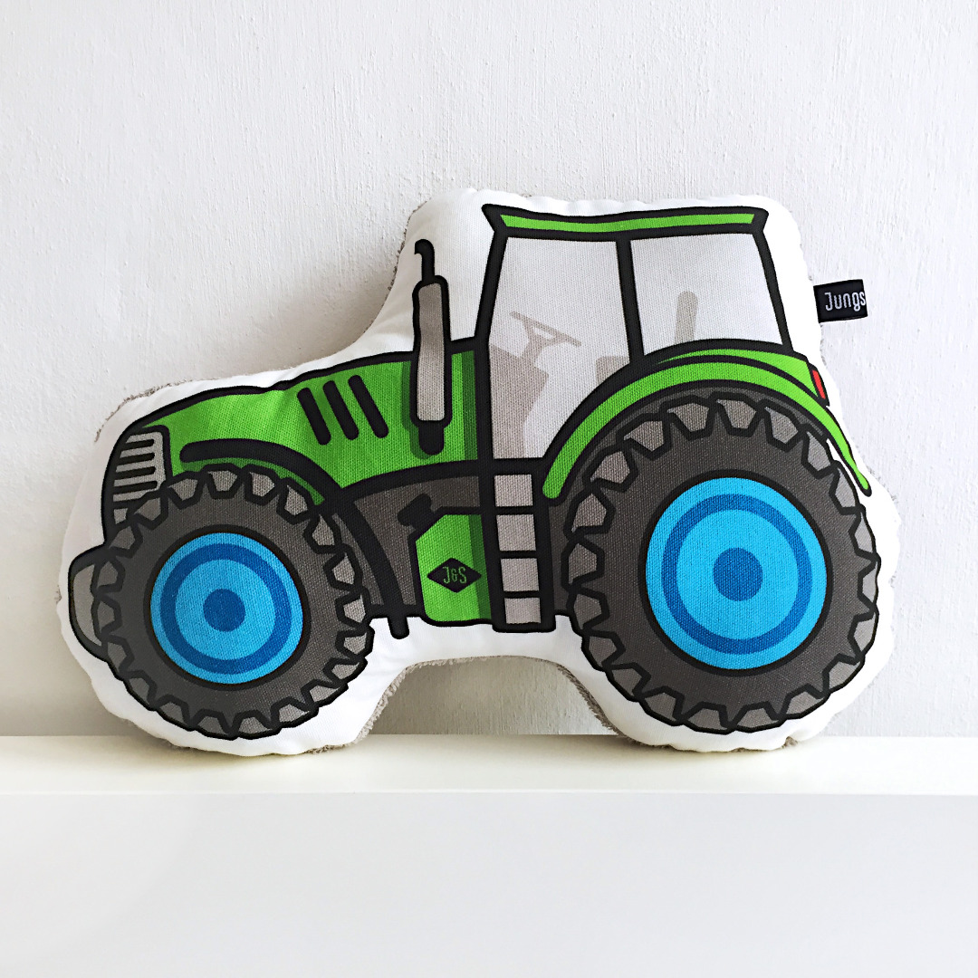 traktor kissen gruen baufahrzeug trekker landarbeit