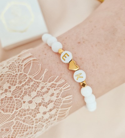 Jade Armband mit Initialen - In Gold Silber &amp; Rosegold